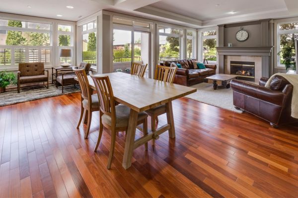 newly refinished hard wood flooring