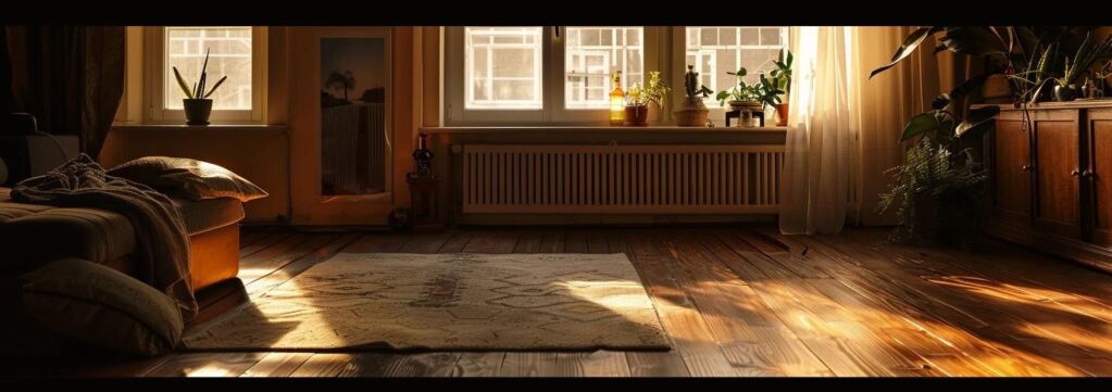 a room with cozy, dark flooring creating a warm and intimate atmosphere